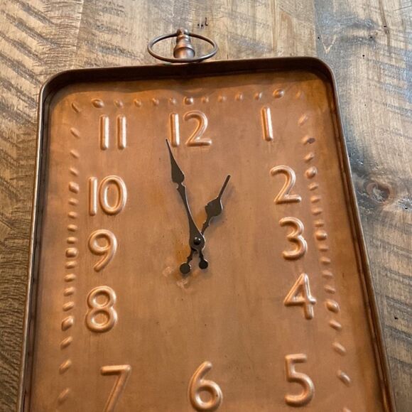 MID-WEST CBK GANZ Antique Copper Finish Embossed Wall Clock - Picture 3 of 5